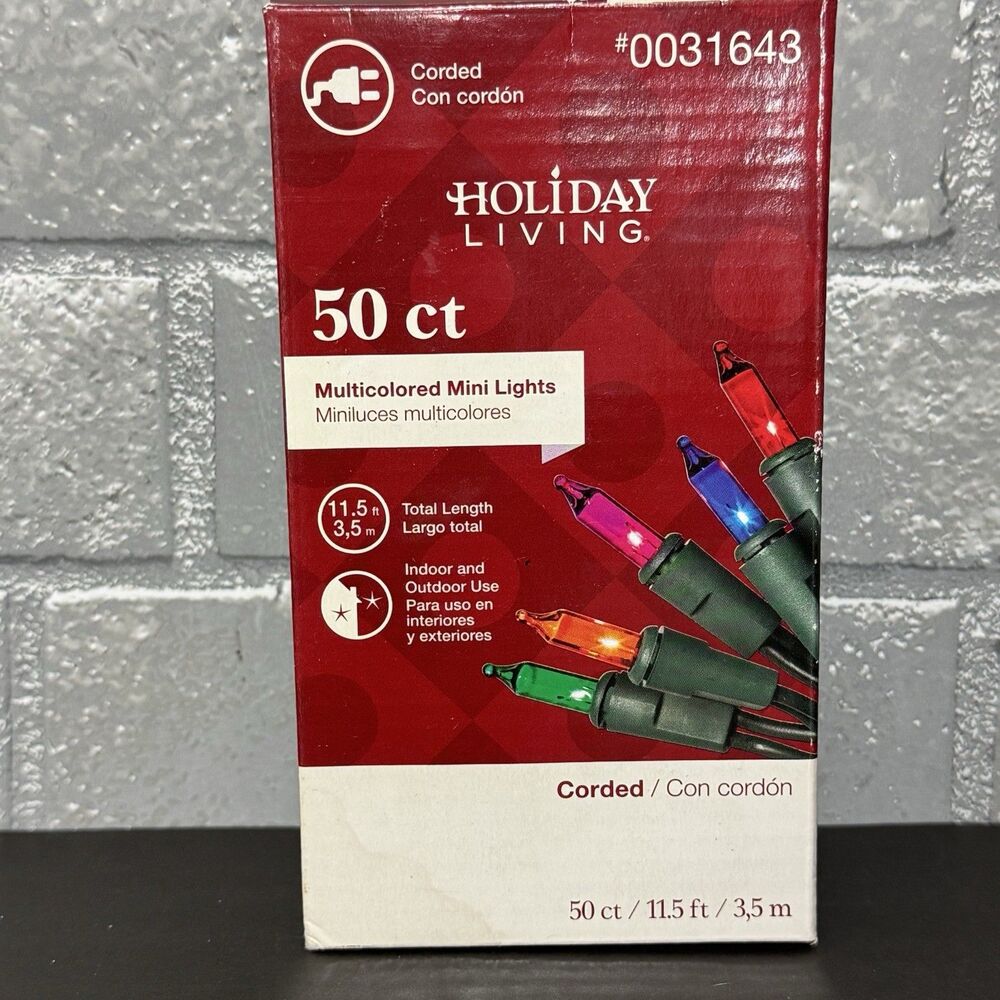 Holiday Living 50 Ct Multicolor Mini Christmas Lights Corded Multi Use 0031643